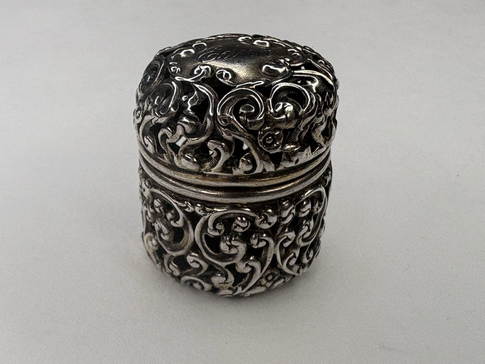 Antique Thimble Holder Case Sterling Silver Art Nouveau Chatelaine Unger Bros