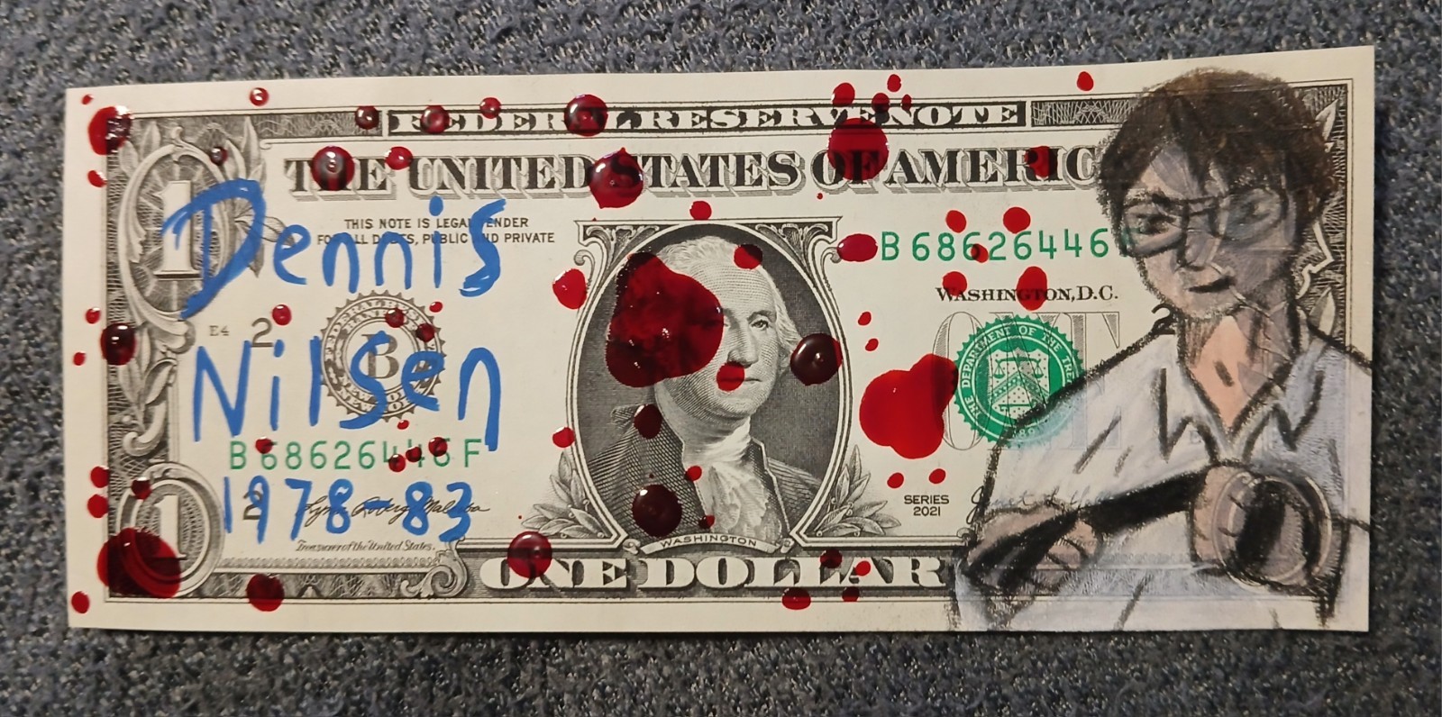 Dennis Nilsen 2, 1/1 Real Dollar Money Art Mr. Emobotical Robot Collectable COA