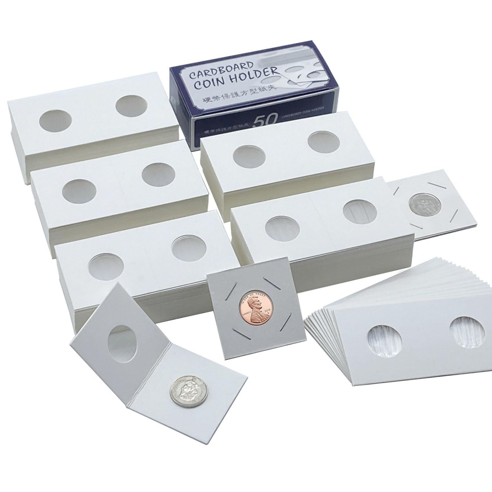 250 Pieces 2" x Cardboard Coin Flips 20.5mm/0.8 Inch - 250 Pcs, White 