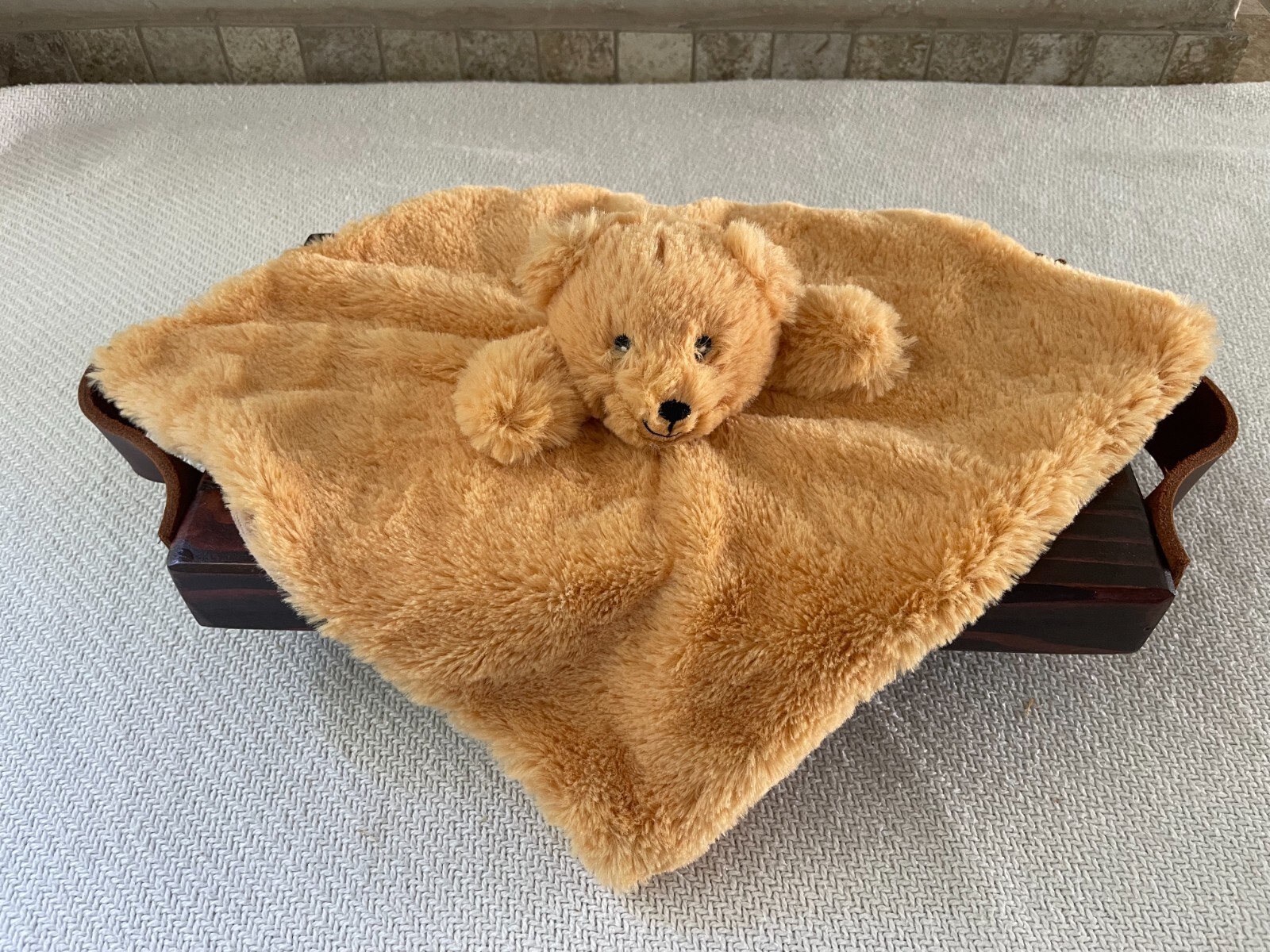 Best Made Toys Lovey Teddy Bear Rattle Plush Security Blanket Corduroy Back