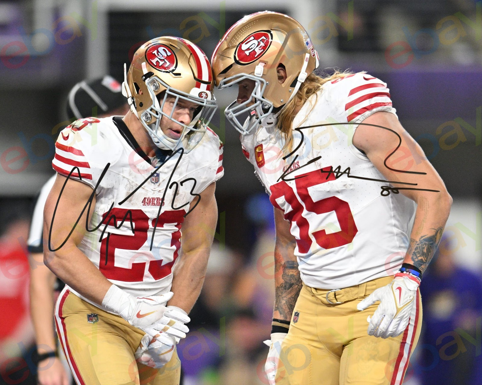 Christian McCaffrey George Kittle - REPRINT auto signed 8x10 Photo 49ers