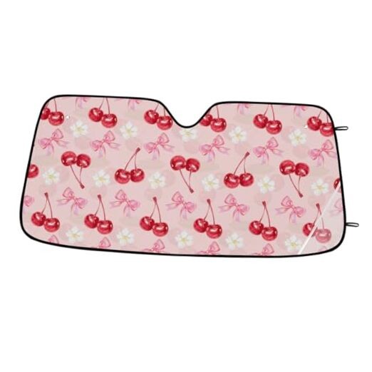 Sun Shade for Car Windshield - Foldable Car Sunshade Cherry Strawberry