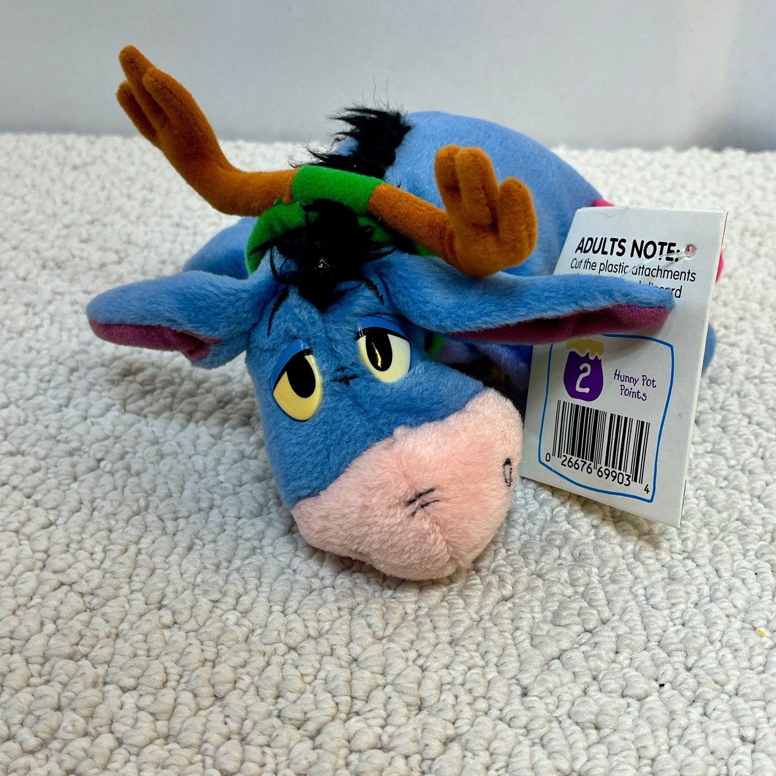 Eeyore Plush Disney Holiday Reindeer Antlers Winnie the Pooh Mattel 7" Arcotoy