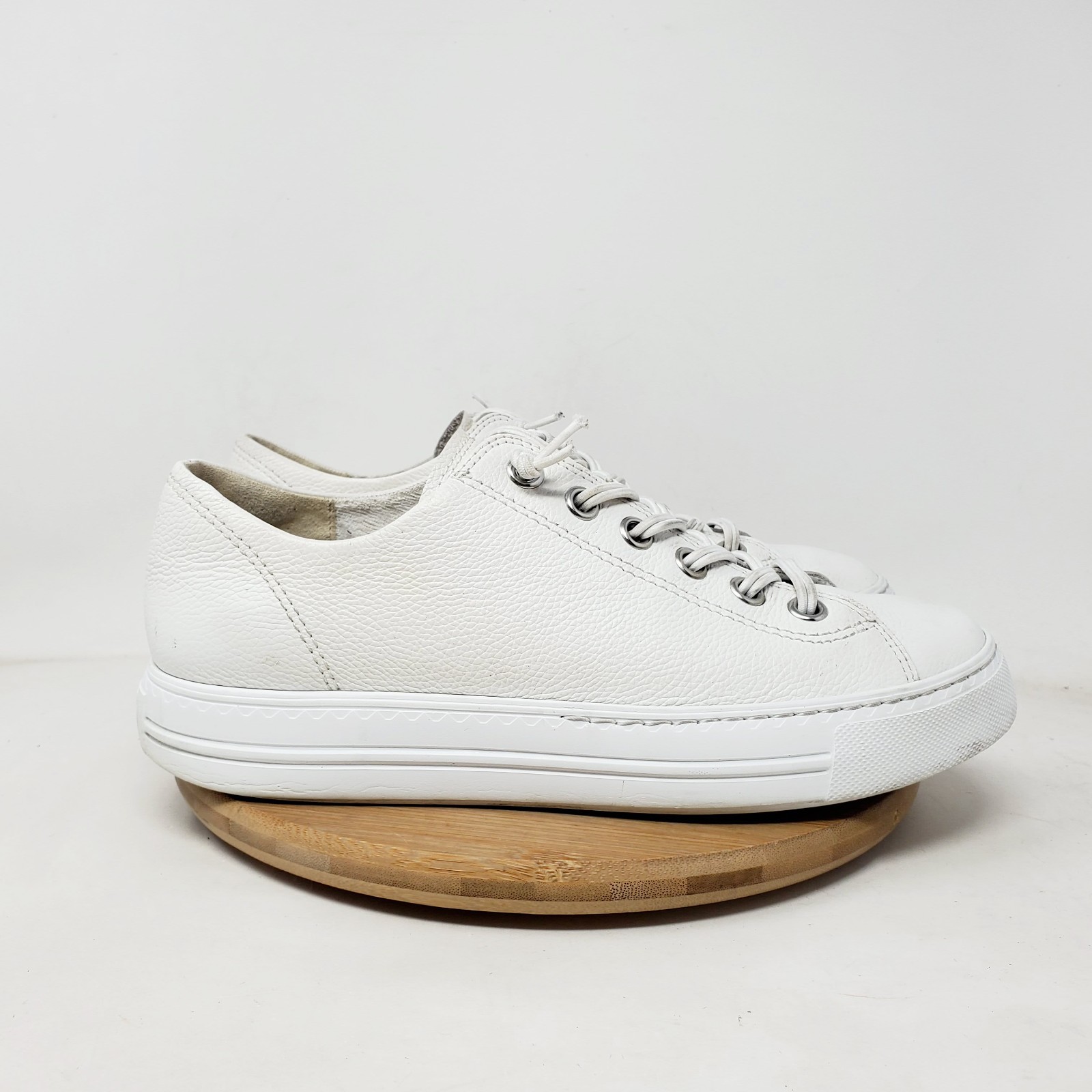 Paul Green Hadley Shoes Womens 8 White Leather Platform Elastic Comfort Sneaker