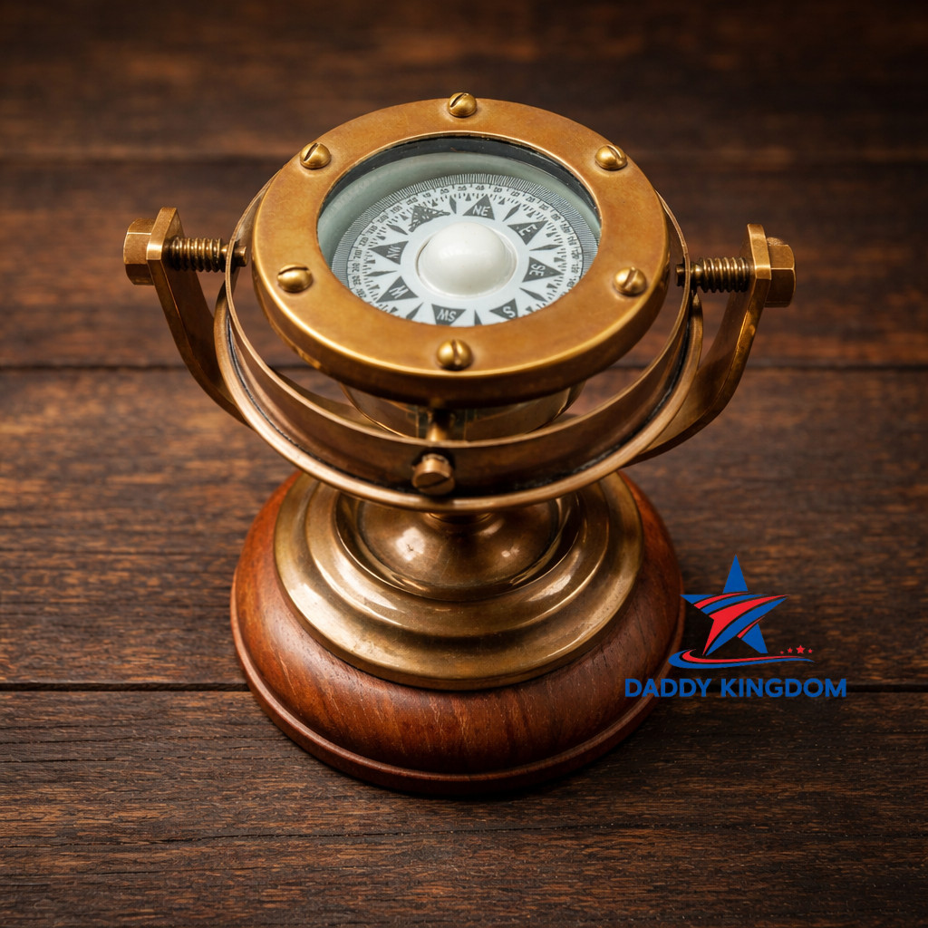 Vintage Nautical Brass Gimballed ship’s Binnacle Compass Antique maritime gift