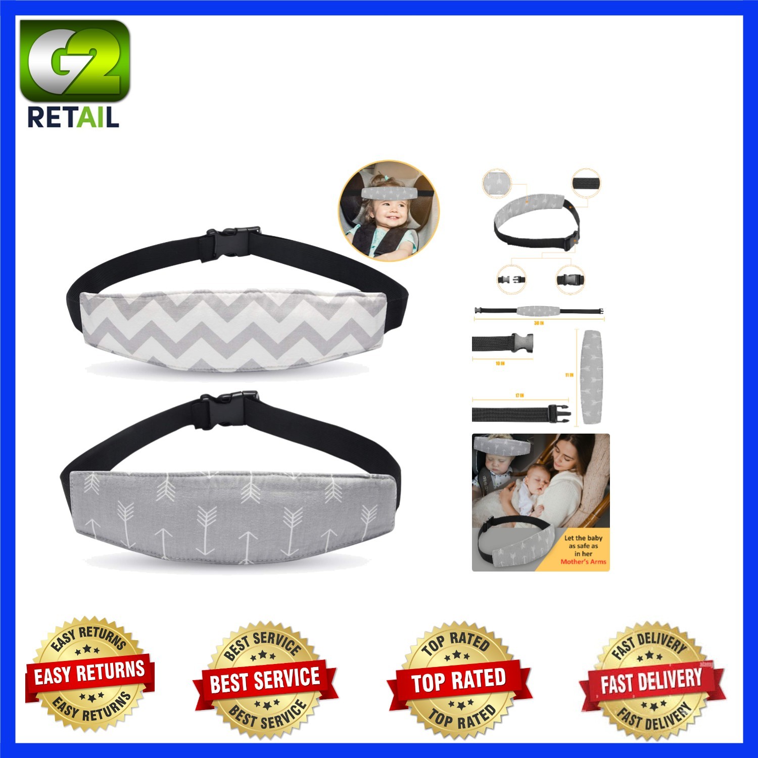 Breathable Baby Carseat Head Support Pillow - Adjustable Neck Relief for Infants