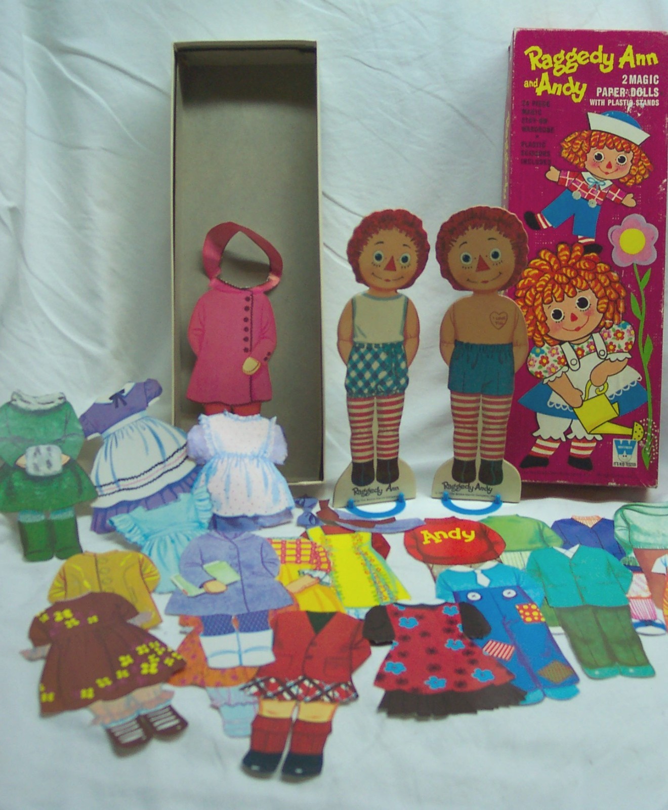 Vintage 1971 Bobs Merrill Whitman Raggedy Ann And Andy Magic Paper Dolls Set