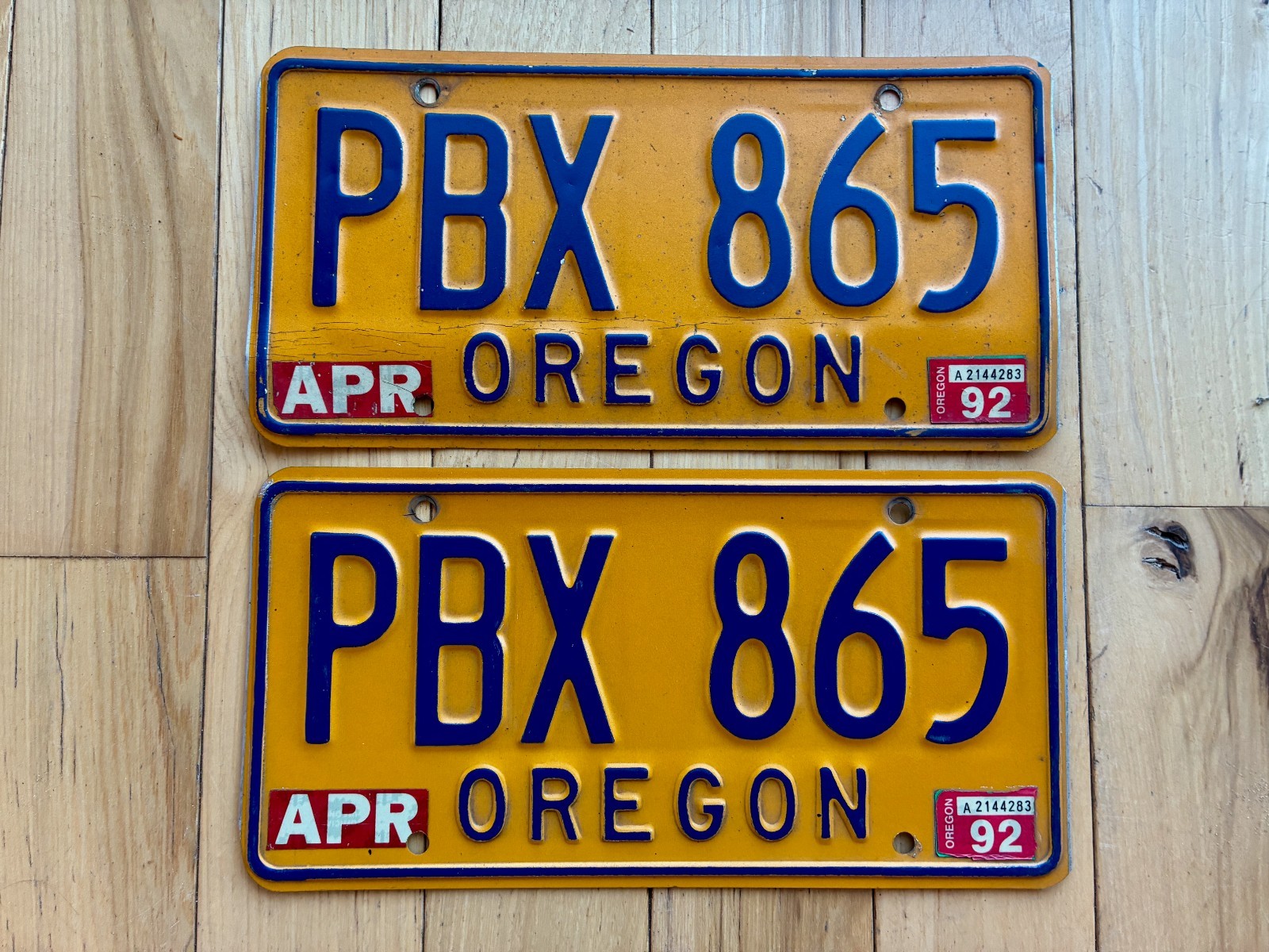 1992 Oregon License Plate Pair
