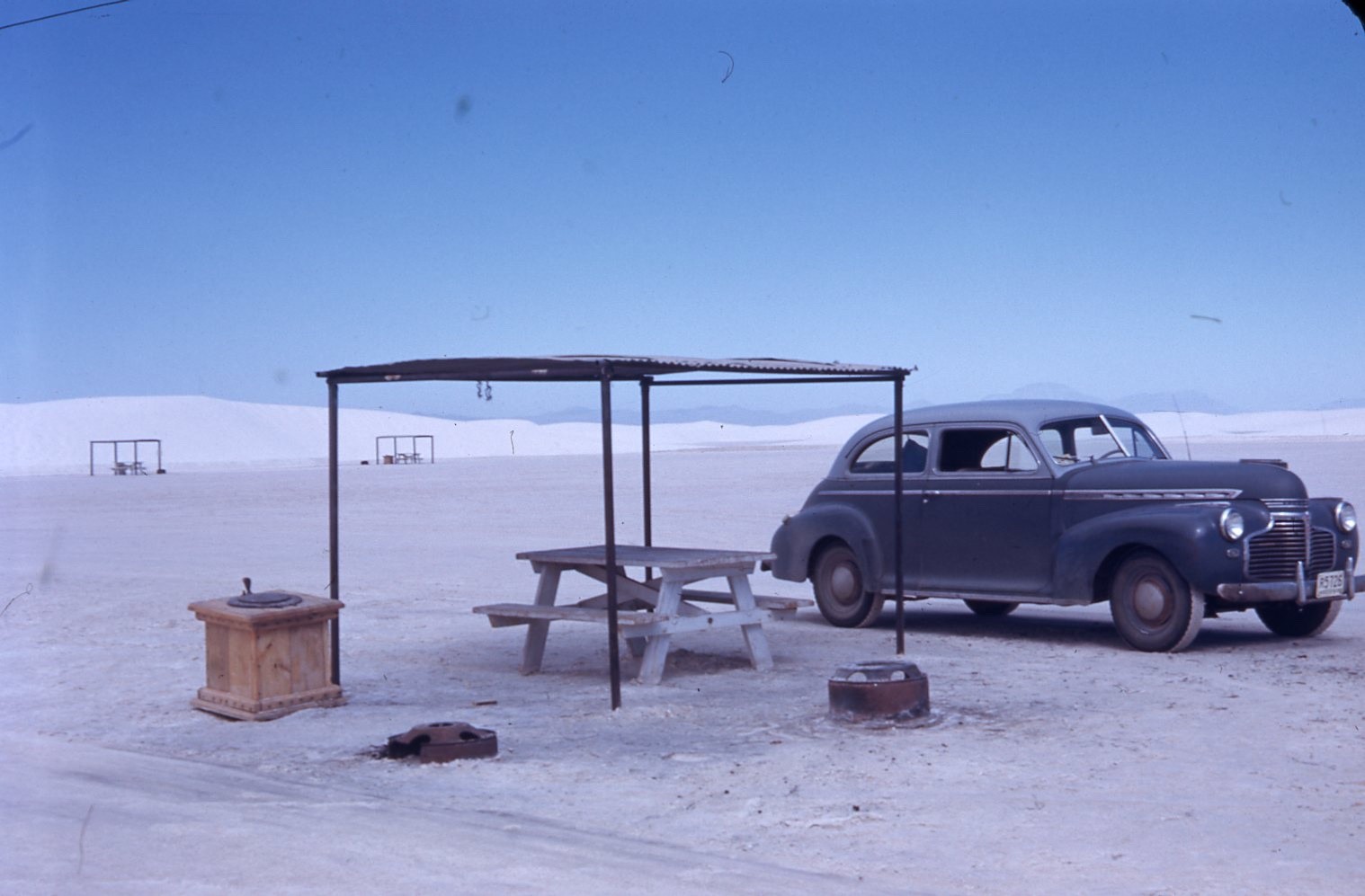 sl28 Original slide 1950’s Red Kodachrome desert landscape Chevy car 737a