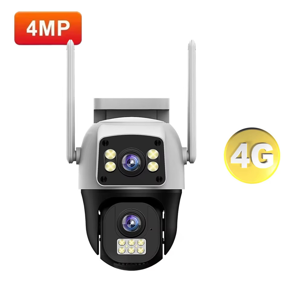 4G Sim Card Camera 8MP 4K Dual Lens Outdoor PTZ IP Cameras Night Vision Security