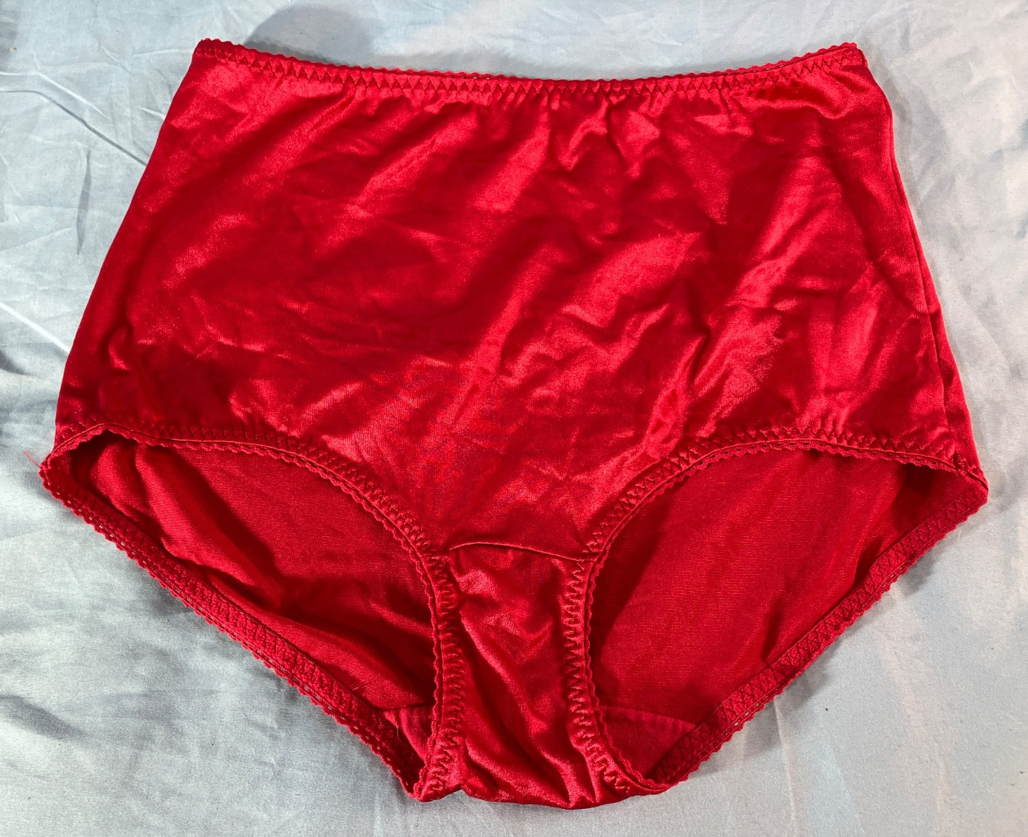 Vintage VASSARETTE Thicker Nylon Stretch RED GRANNY PANTIES Cotton Gusset 2XL