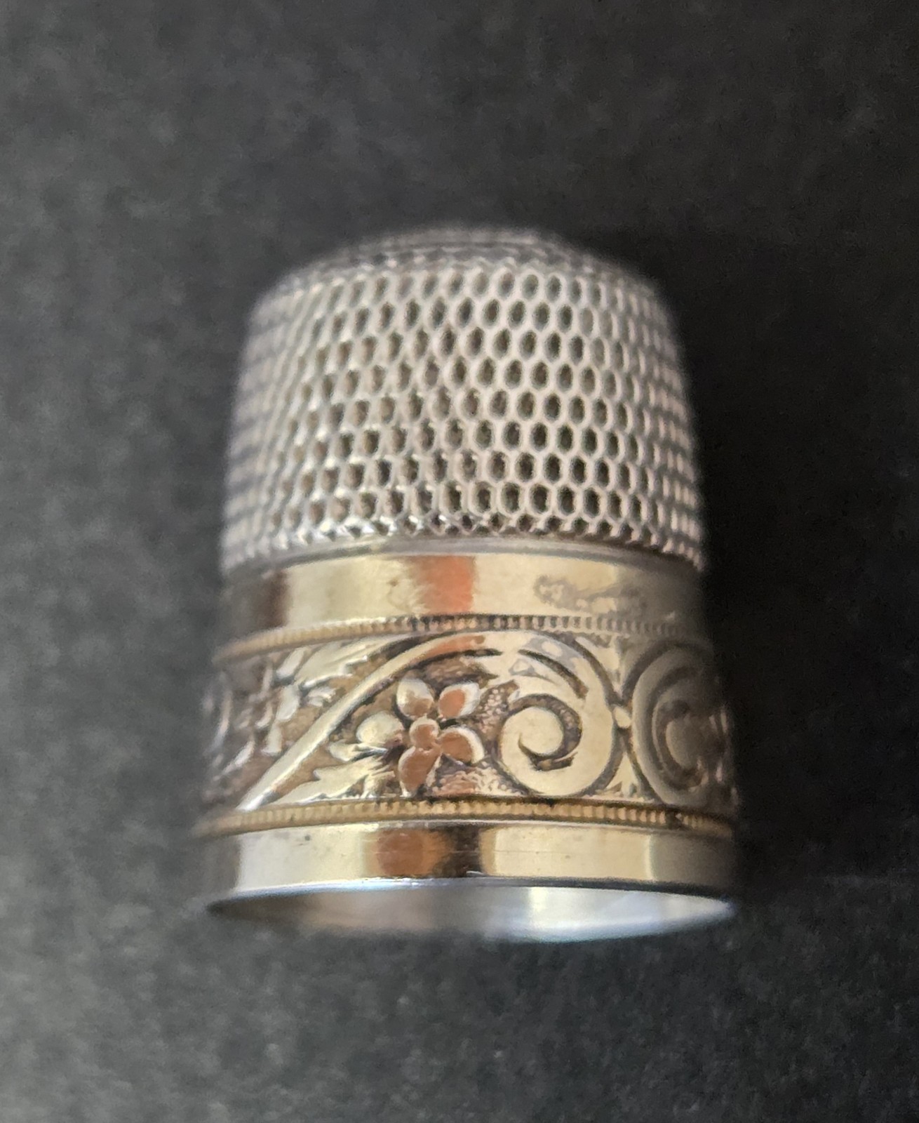 Antique Simons Bros Thimble 18k Gold Vermeil Sterling Silver 4.69g Sz 8 Exc Cond