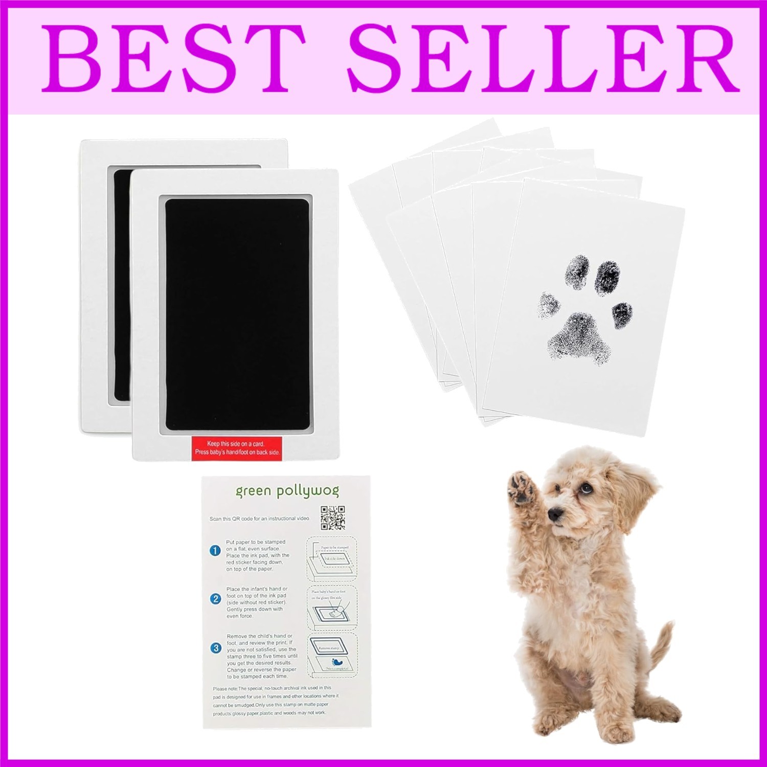 Pet Ink Pad for Paw & Nose Prints | Non-Toxic Stamp Kit