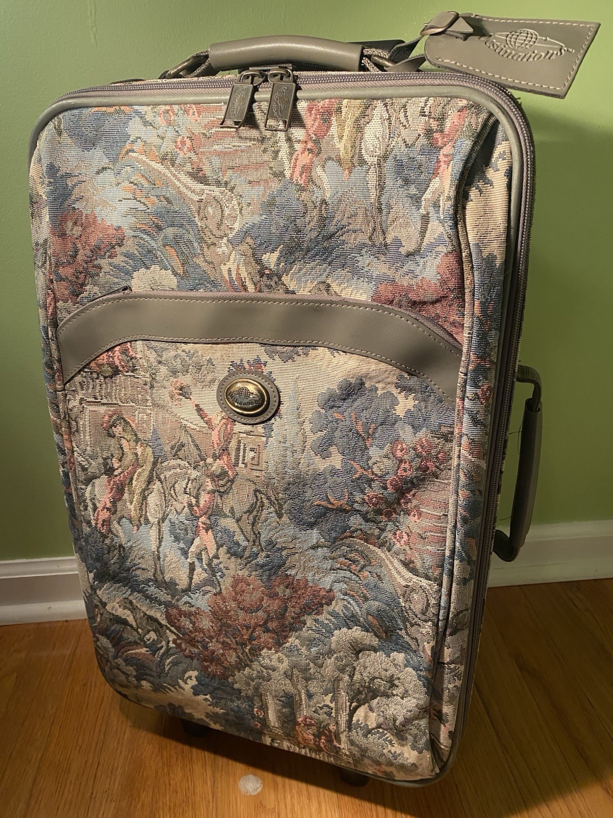 Vintage Destinations Tapestry Rolling Suitcase Luggage RARE Good Condition