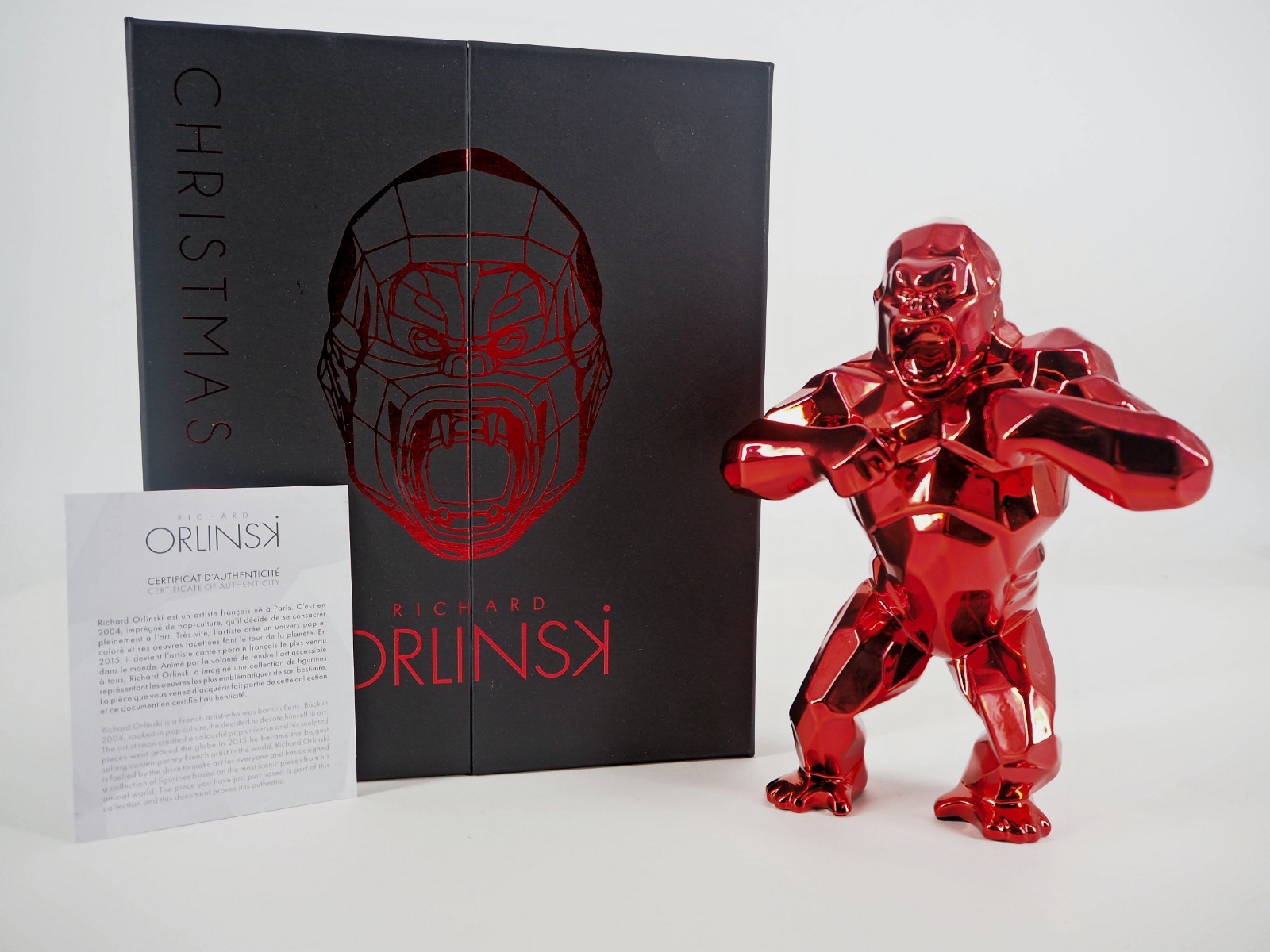 Richard Orlinski Kong Christmas Edition Red Sculpture w/ Box & Certificate