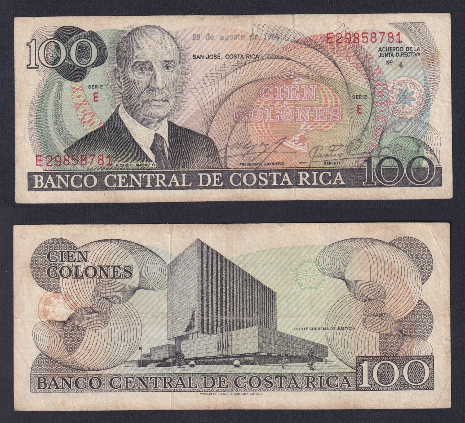 Costa Rica 100 Colones Banknote 1984 P.-248b BB/VF