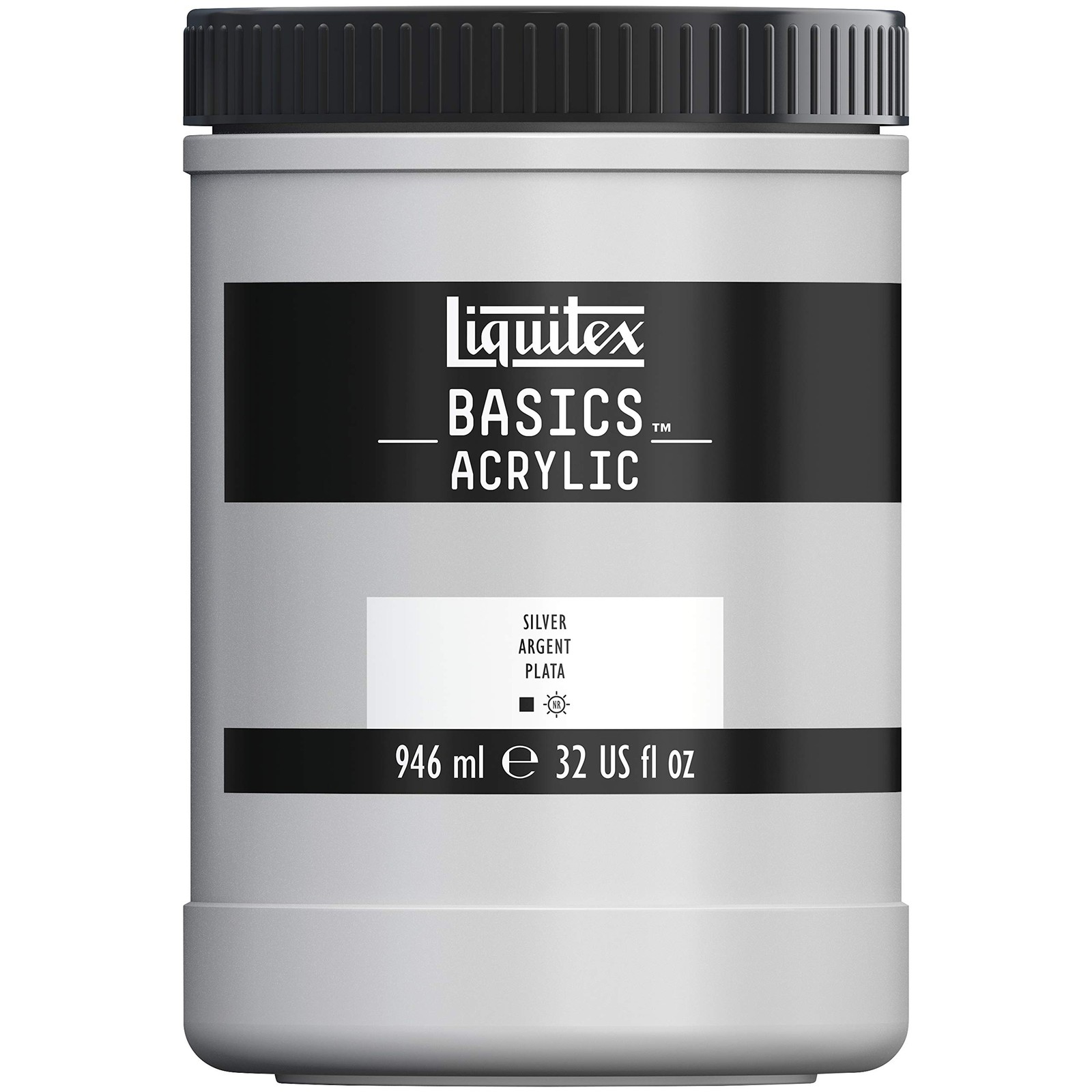 Liquitex BASICS Acrylic Paint 946ml (32oz) Silver - Fast-Drying, Metallic
