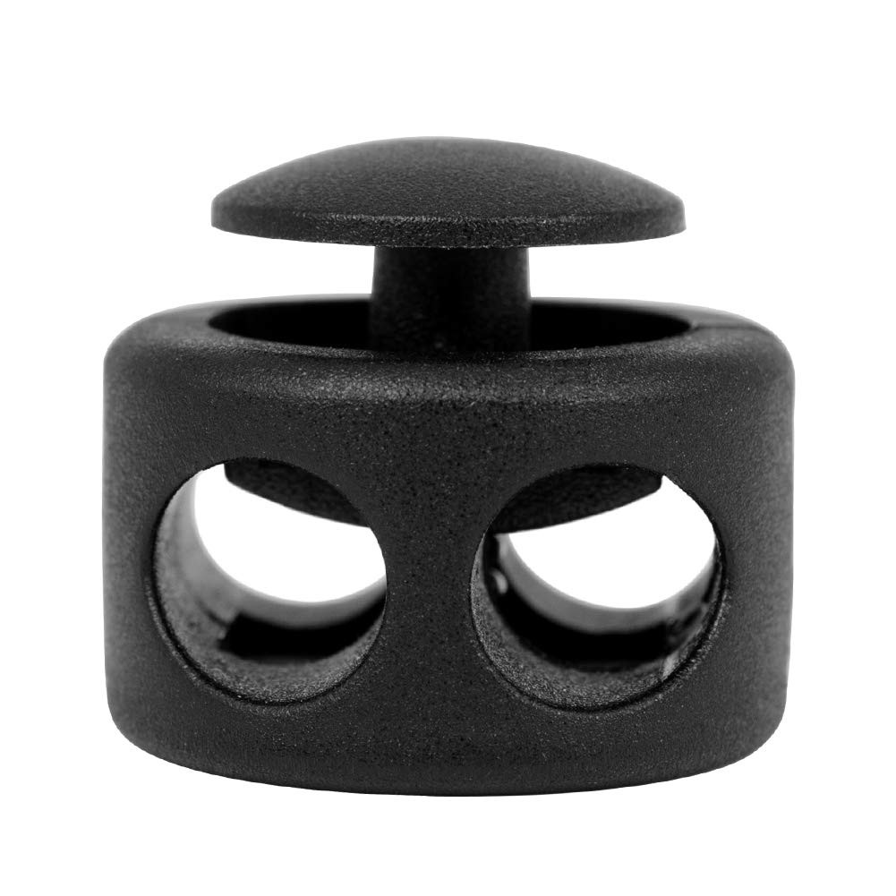 DYZD Double Hole Cord Lock Stoppers Plastic Spring Stop for 10P, Black 