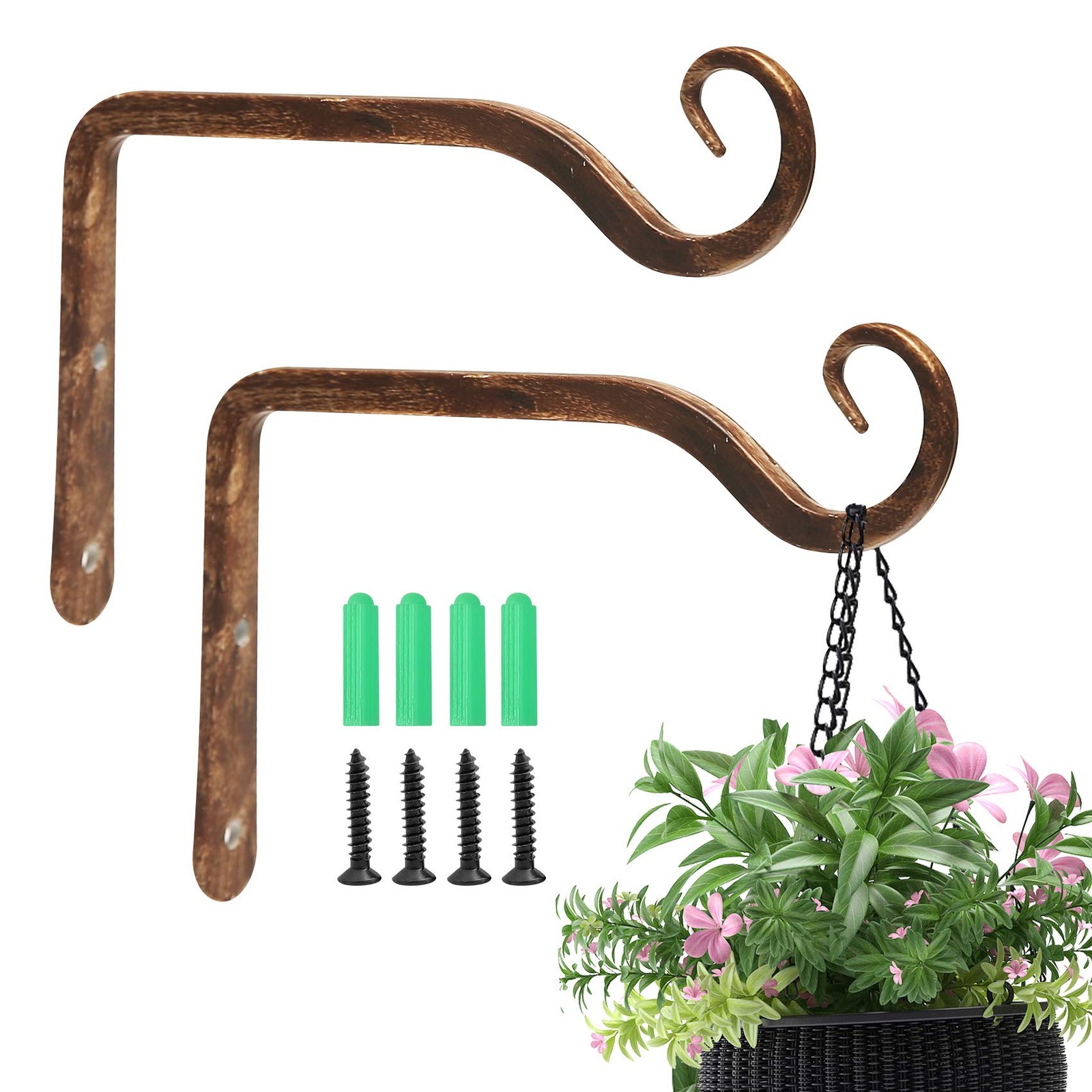 Jardim 2 Pack 6 Inch Premium Decorative Metal Iron Wall Hook, 6 Inch, Coffee