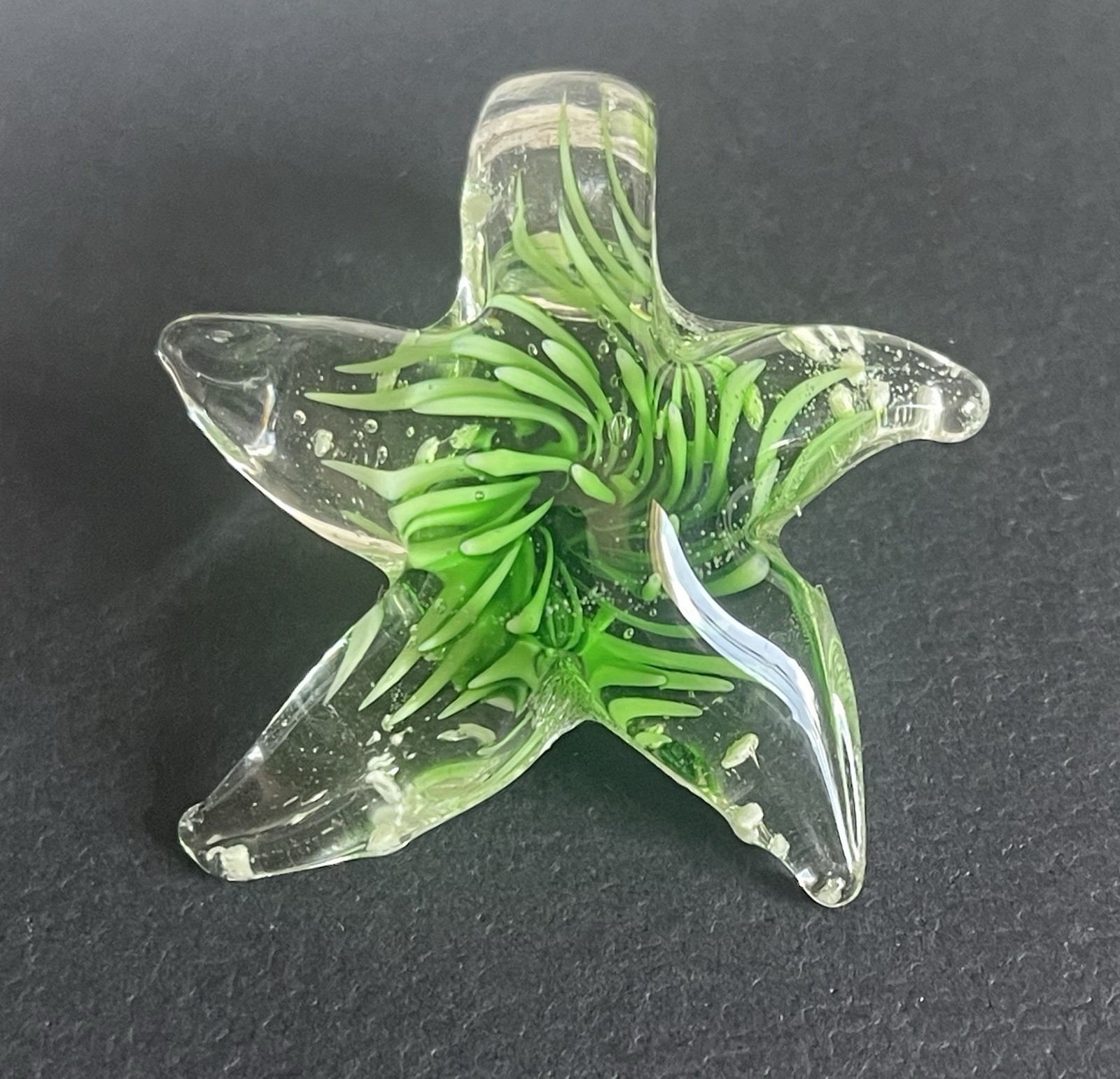 Gorgeous Blown GLASS Starburst Pendant Green Starfish