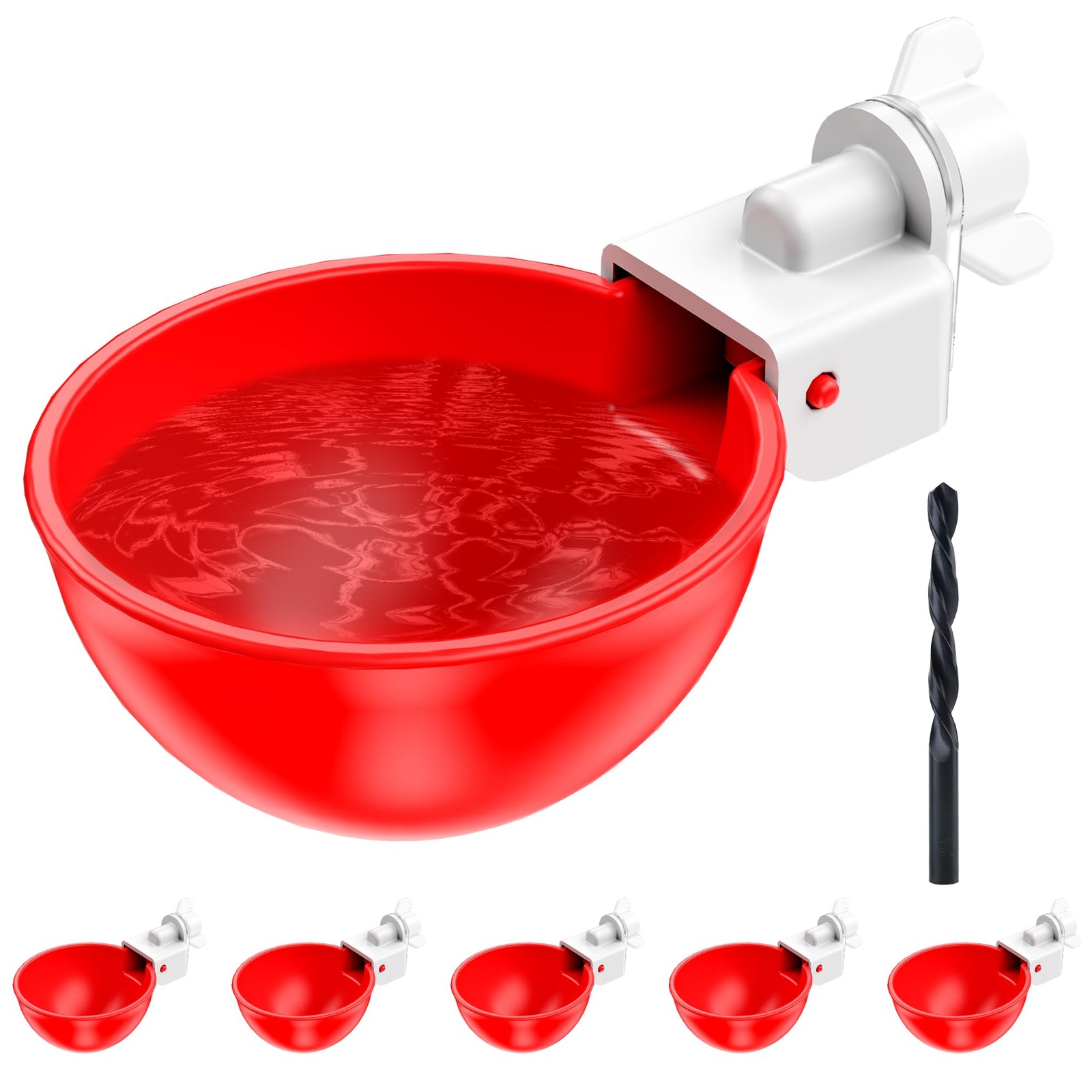 ZenxyHoC Chicken Waterer Cups, 6 Pack Automatic DIY Water 6 Pack, Red 