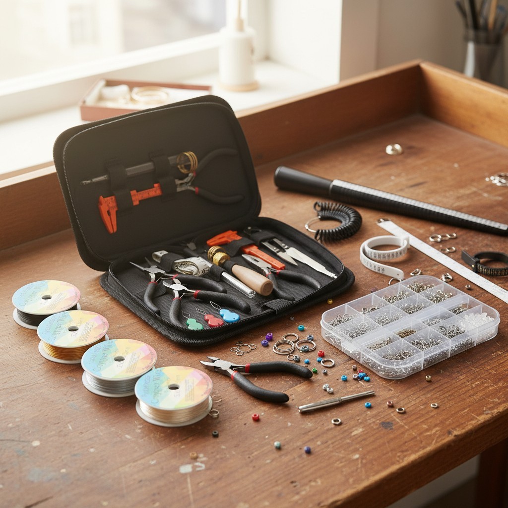 All-in-One Jewelry Making Tool Kit - Ring Sizers, Wires & Findings for Beginners