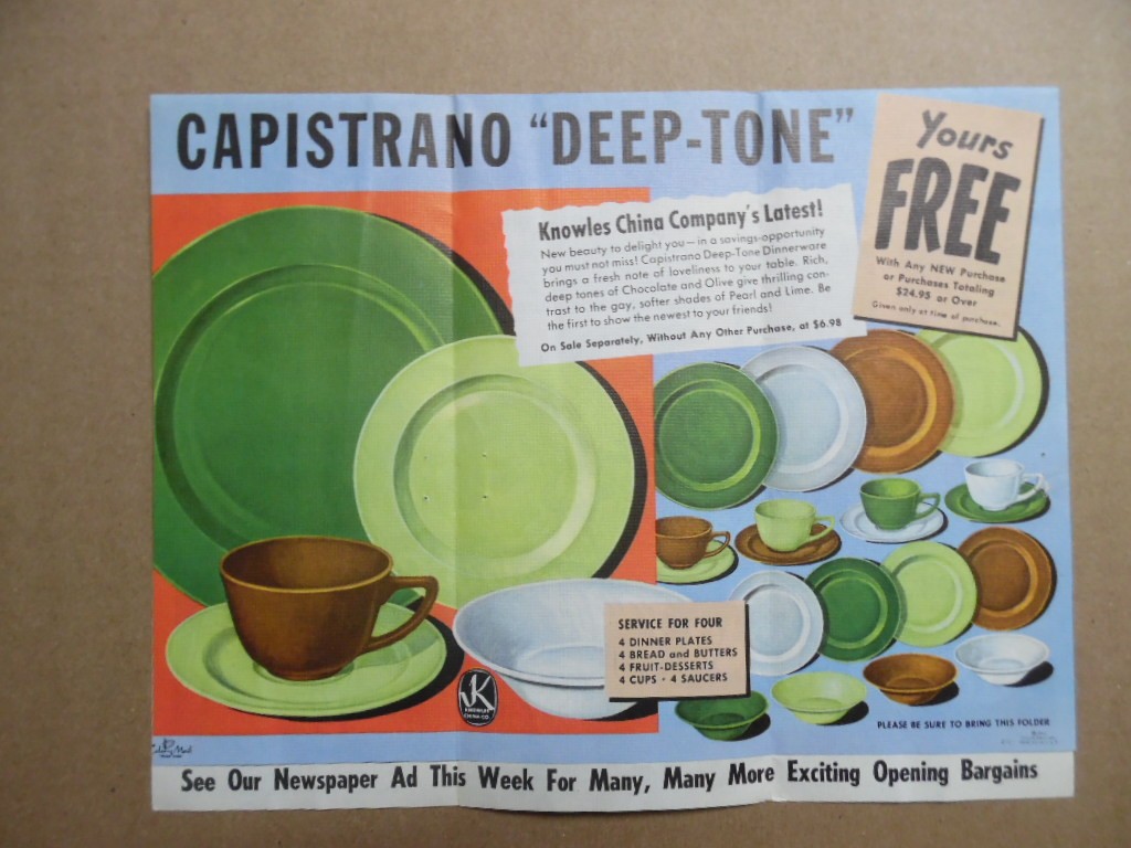 c.1952 Knowles China Co Capistrano Deep Tone Dinnerware Brochure Sioux City Iowa