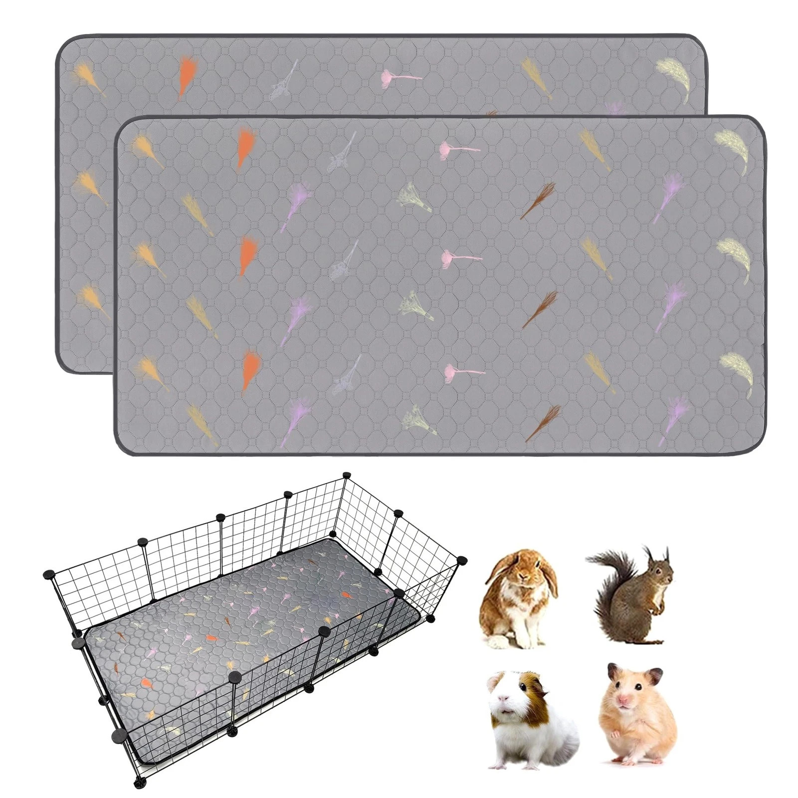 2Pcs Guinea Pig Cage Liners,Guinea Pig Fleece Cage Liners24''X48'' Super Abso...