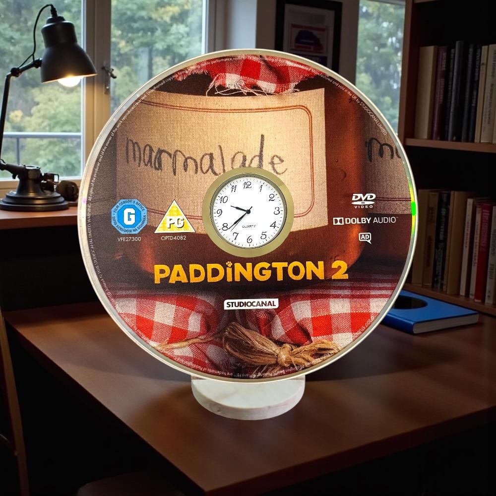 Paddington 2 DVD Clock - Handmade Upcycled Display Stand with Battery Included
