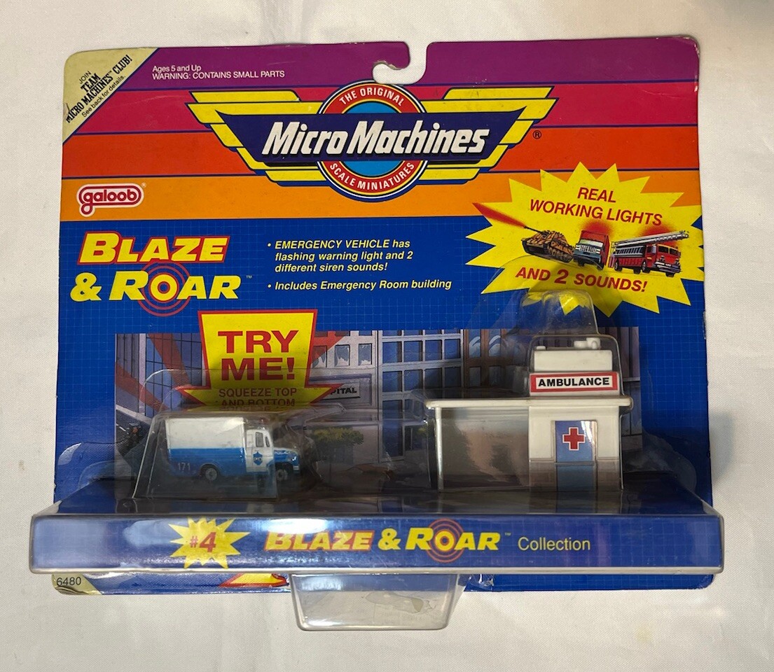 VIntage Micro Machines Blaze & Roar Ambulance Hospital #4 Rare MOC 1989