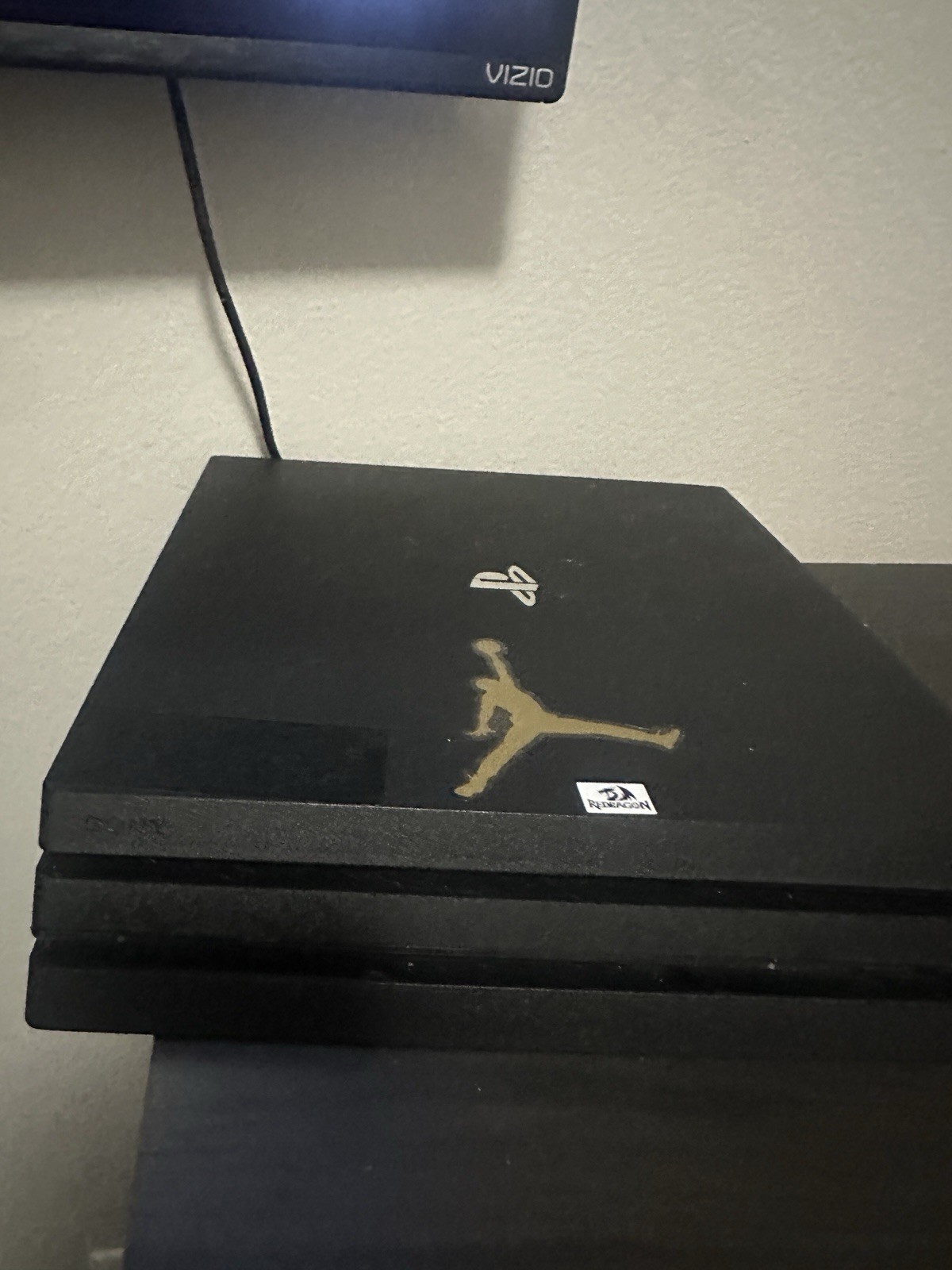 Sony PlayStation 4 Pro Black Console with Custom Gold Jordan Logo