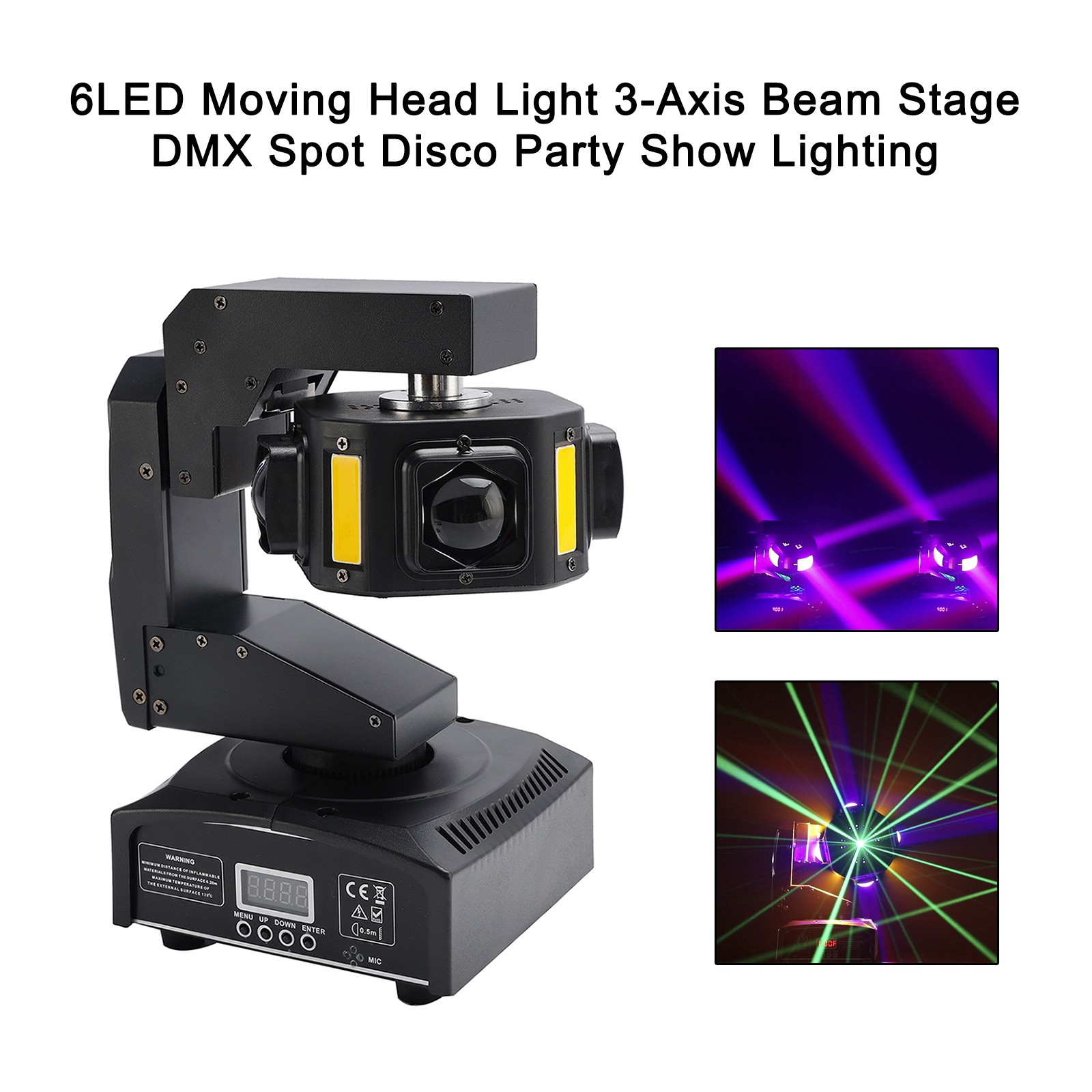 6LED Moving Head Light 3-Axis Beam Stage DMX Spot Disco Party Show Lighting