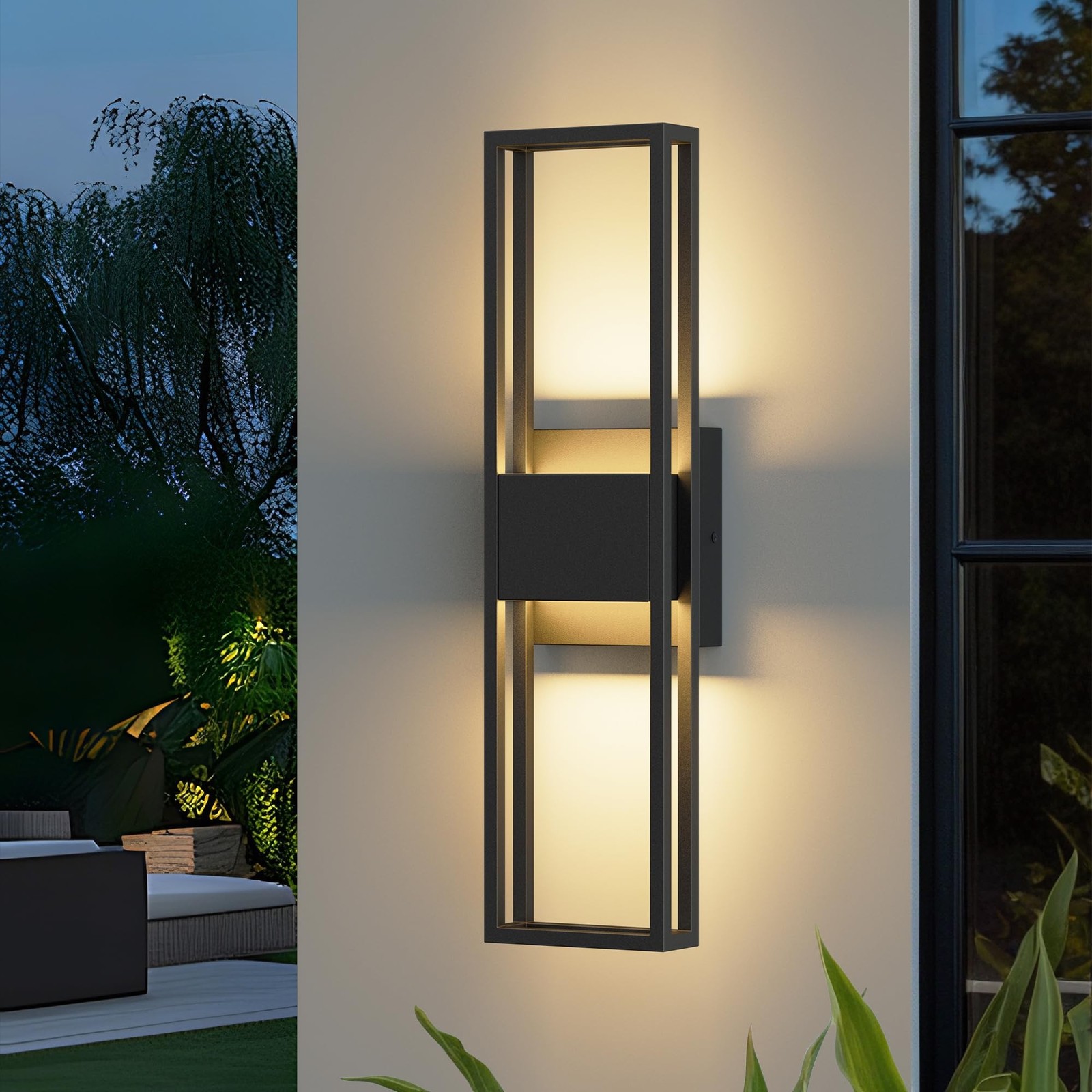 LamQee 20 Inch Modern Outdoor Wall Light 3000K 800LM 16W Integrated LED, IP65...