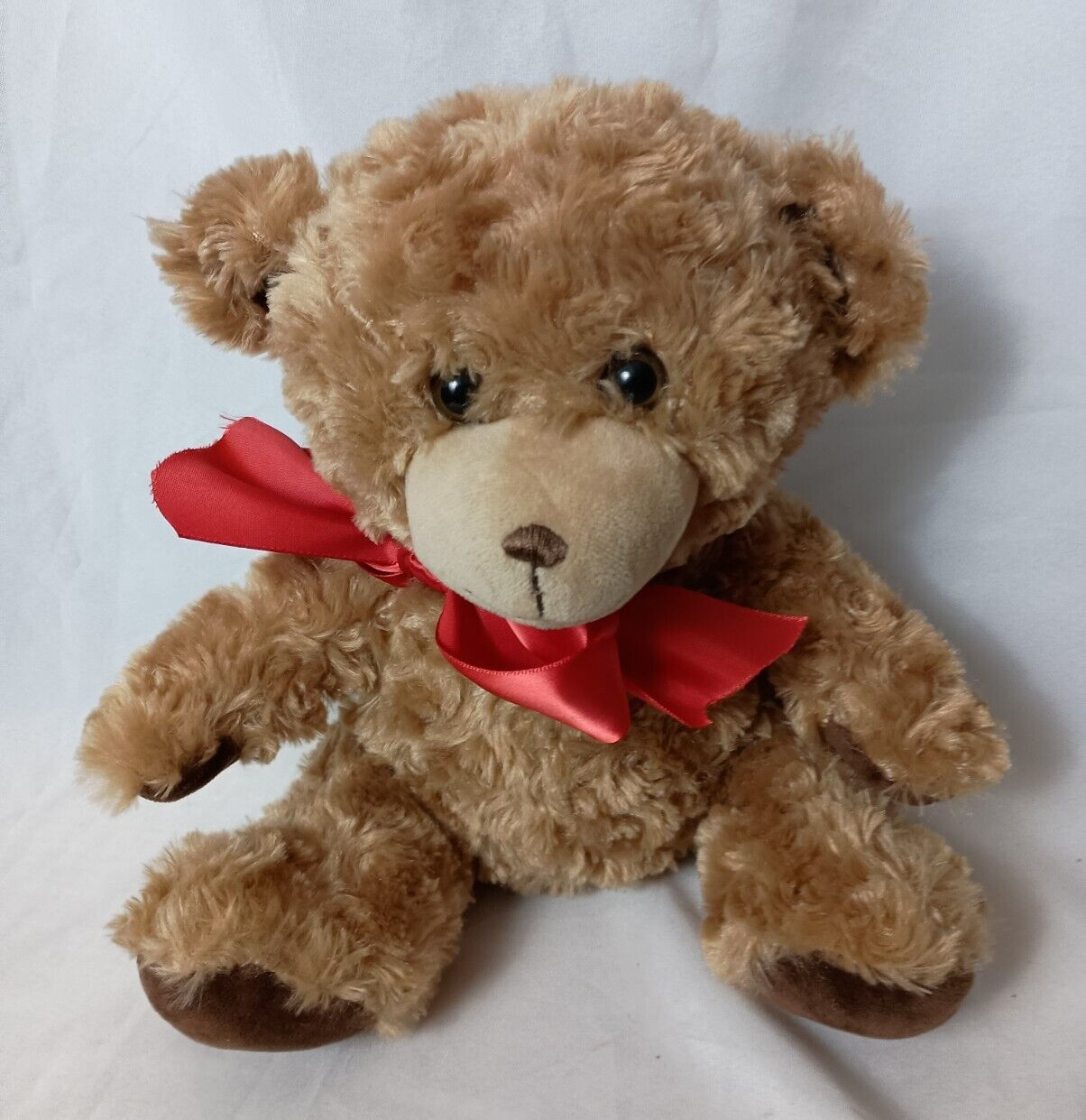 FOCO Brown Sitting Teddy Bear 8" Plush Stuffed Animal Toy Red Ribbon