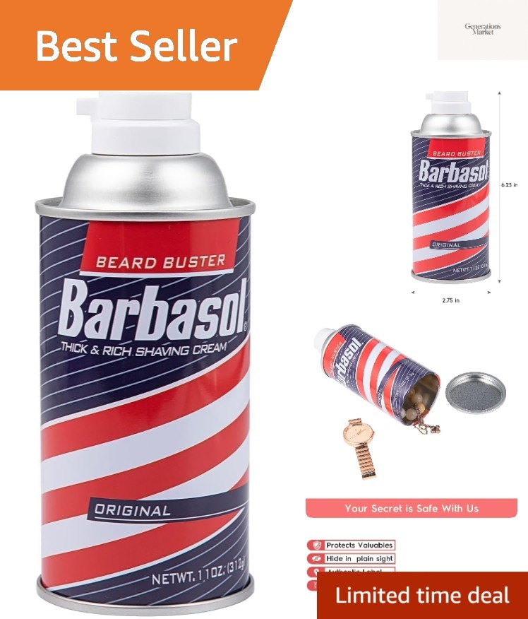 Barbasol Diversion Safe Stash Can with Food Grade Smell Proof Bag with Hidden...