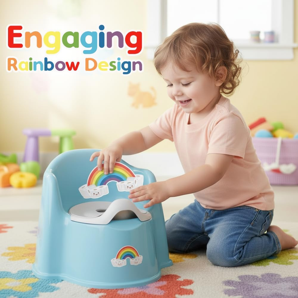 Potty Training Toilet for Toddlers with Easy-Clean Removable Bowl Built-In Guard