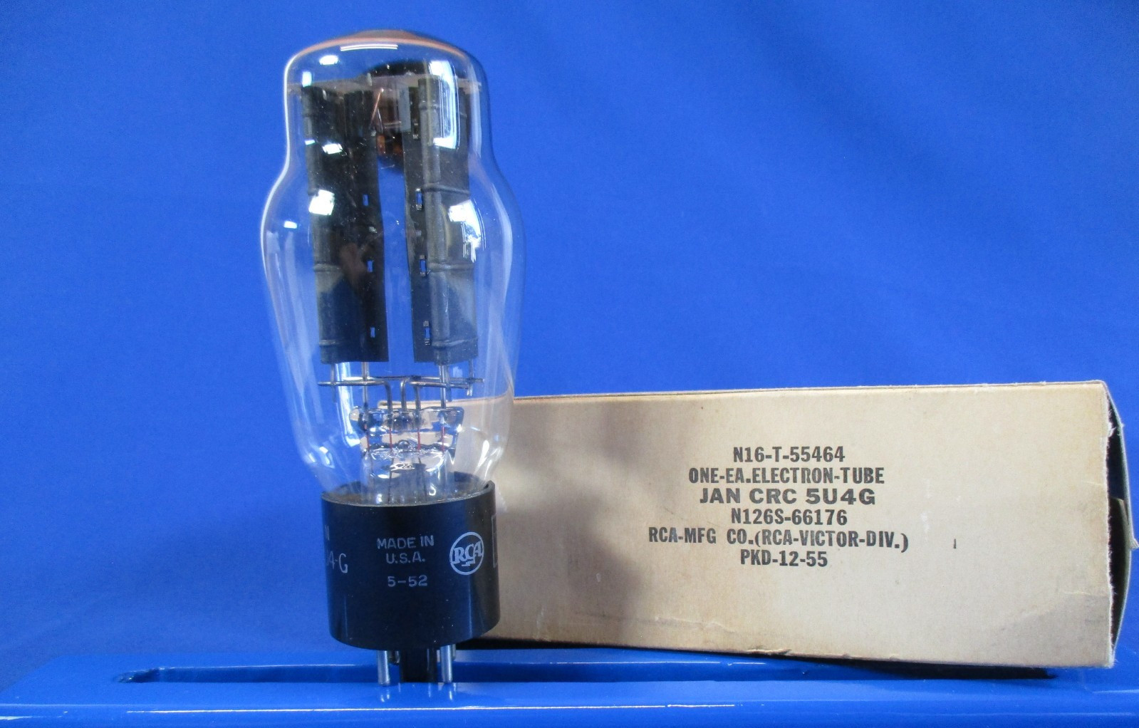 RCA CRC 5U4G Vacuum Tube Black Ribbed  Plate TV-7 Tested NOS Great Balance