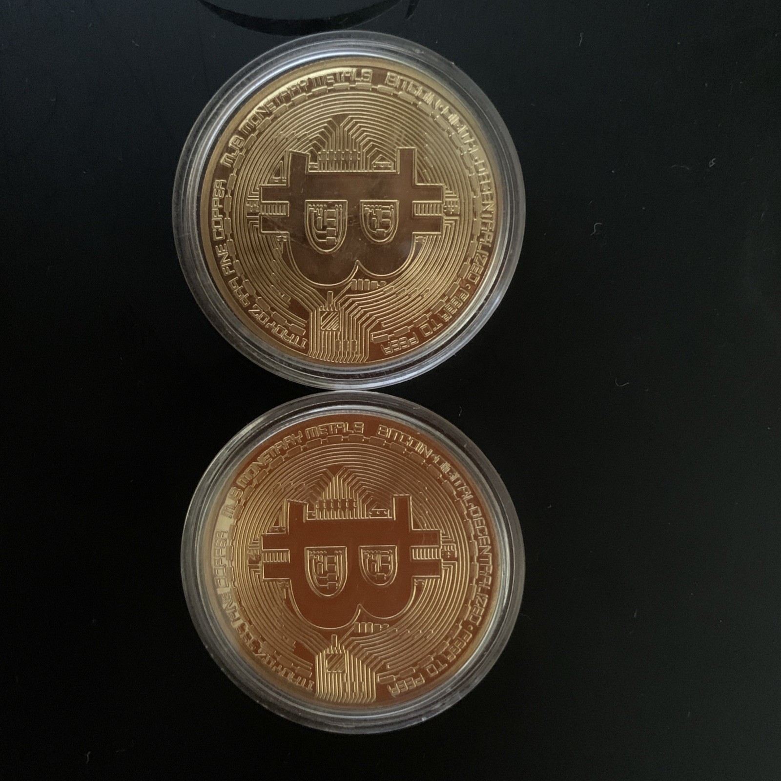 Bitcoin Commemorative Coin (2 x Coins) Crypto Currency Collectible. 