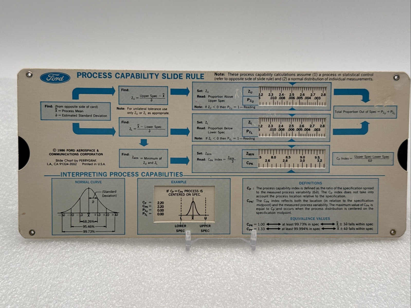 VINTAGE 1986 FORD MOTOR CO. Aerospace & Communications Capability SLIDE RULE