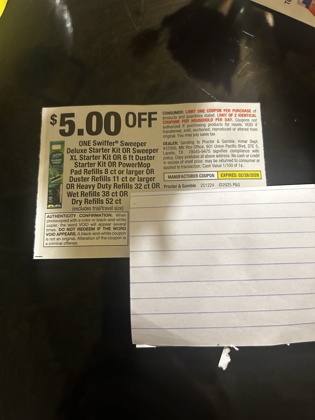 $5 Manufacturer Coupon for Swiffer Sweeper/Duster/PowerMop Refill Exp 02/28/2026