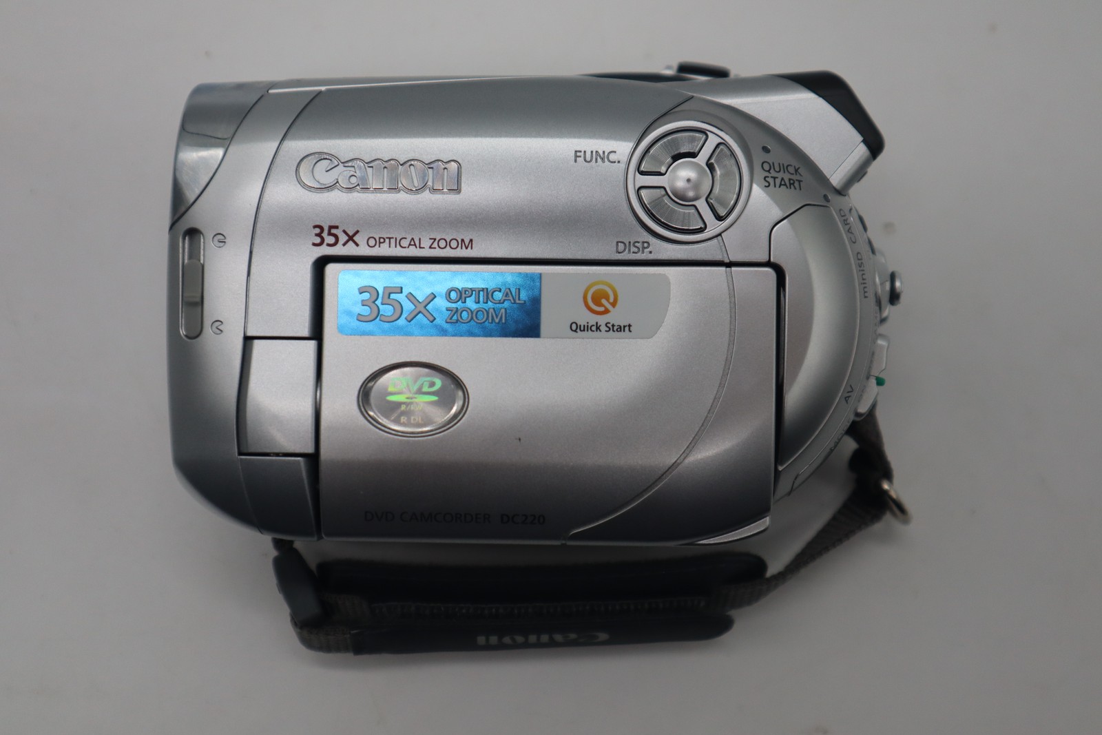 Canon DC220 DVD Camcorder 35x Optical Zoom MiniSD Card Silver Tested