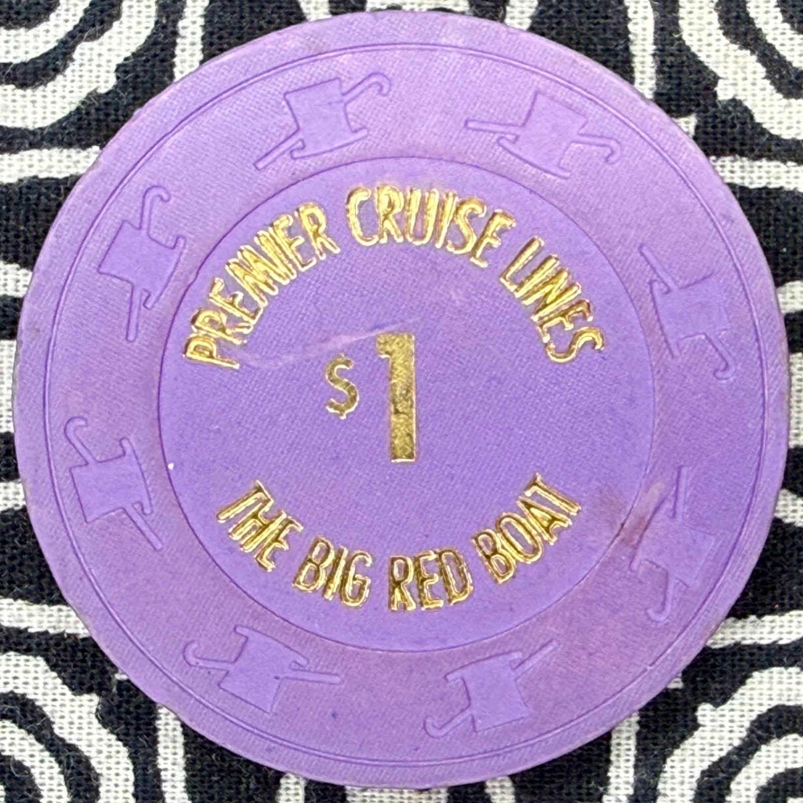 Premier Cruise Lines $1 Big Red Boat Wet Ships Casino Chip C36