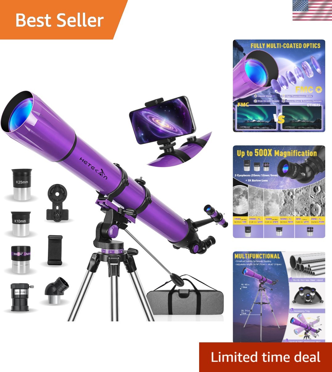 90mm Aperture Astronomical Telescope for Beginners - Capture Stargazing Moments