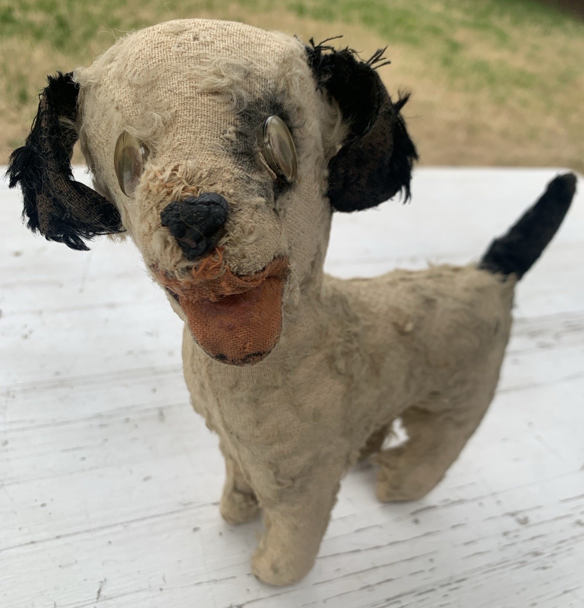 Vintage Rare 8” Cloth Handmade Primitive Folk Art Stuffed Puppy Dog Very Old