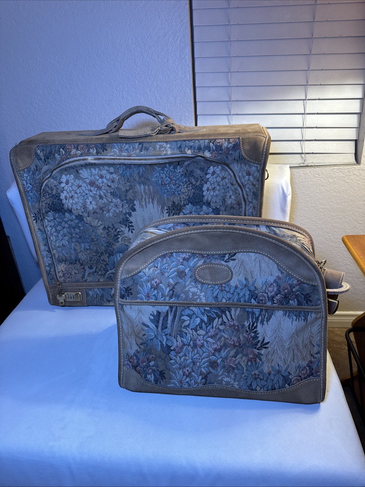 Vintage French Luggage Company matching travel luggage set.