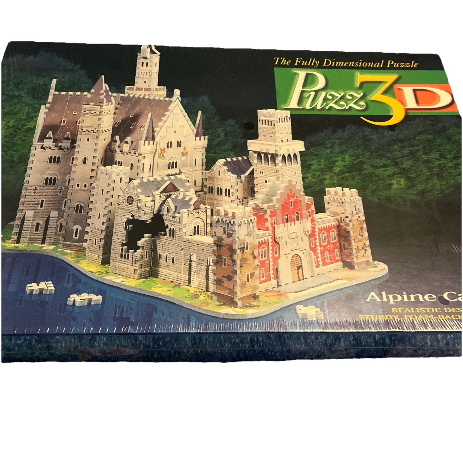 Vintage Puzz 3D Alpine Castle 1000 Piece Foam Backed 3D Puzzle Milton Bradley