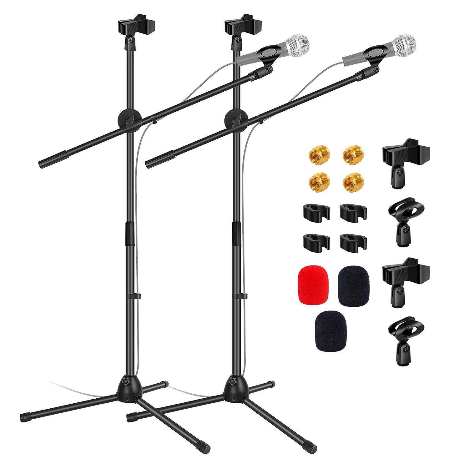 5 Core Mic Stand 2Pcs Floor Height Adjustable Tripod Microphone Stands w Telesco