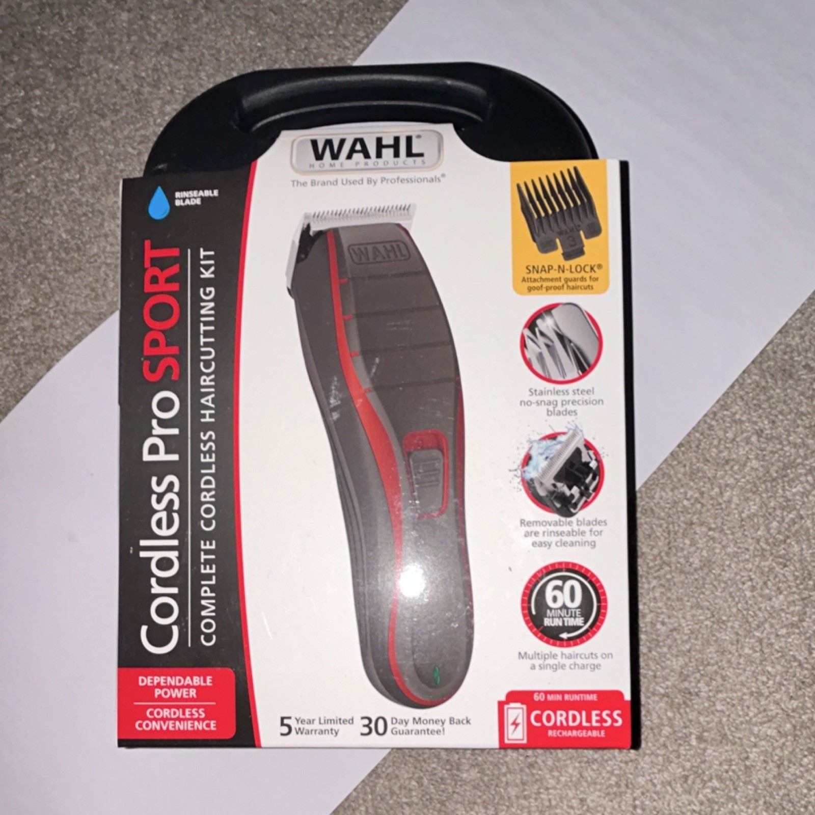 Wahl Cordless Pro Sport Rechargeable Haircutting Kit Black/Red Rinseable Blade