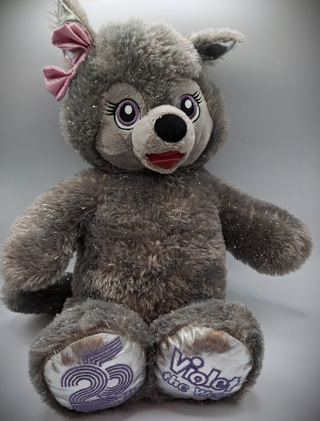BUILD A BEAR 25th Birthday VIOLET THE WOLF GREY & SILVER Plush