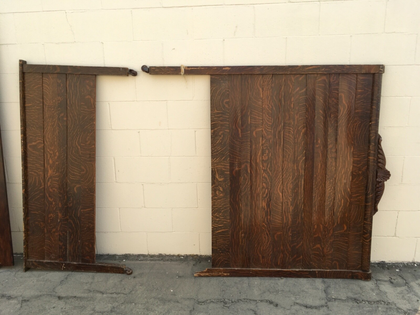 Antique Dark Wood Bed Frame Damage & Wear